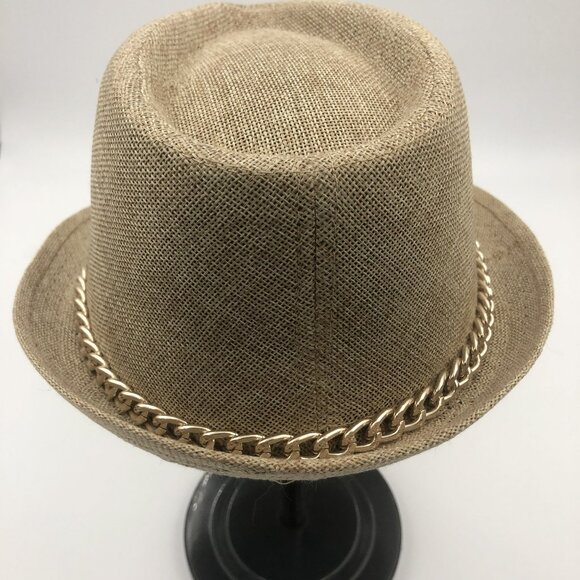 Amici Accessories Straw Fedora Hat – Chain Band – Tan – One Size main image 12